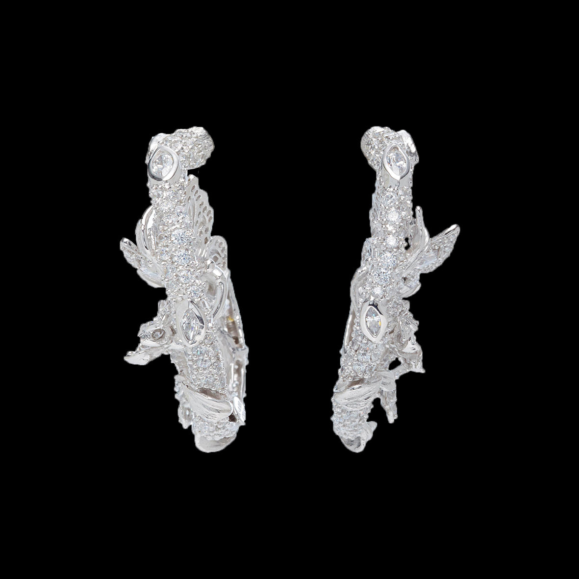 Diamond English Garden Earrings, Earring, Anabela Chan Joaillerie - Fine jewelry with laboratory grown and created gemstones hand-crafted in the United Kingdom. Anabela Chan Joaillerie is the first fine jewellery brand in the world to champion laboratory-grown and created gemstones with high jewellery design, artisanal craftsmanship and a focus on ethical and sustainable innovations.